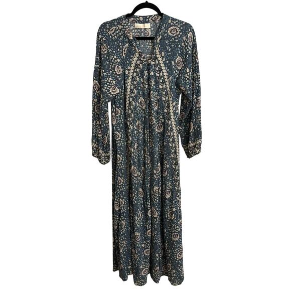 Natalie Martin Dresses & Skirts - Natalie Martin Dress Womens Large Blue Floral Fiore Maxi V-Neck Rayon